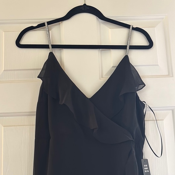 NWT Express Elegant Black Evening Gown Rhinestone Straps Medium - Picture 8 of 8